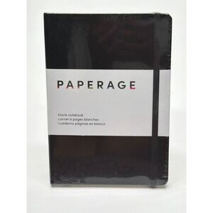 PAPERAGE Black Blank Notebook Hardcover 160 Pages 100gsm 5.6x8 inch 88017 NEW